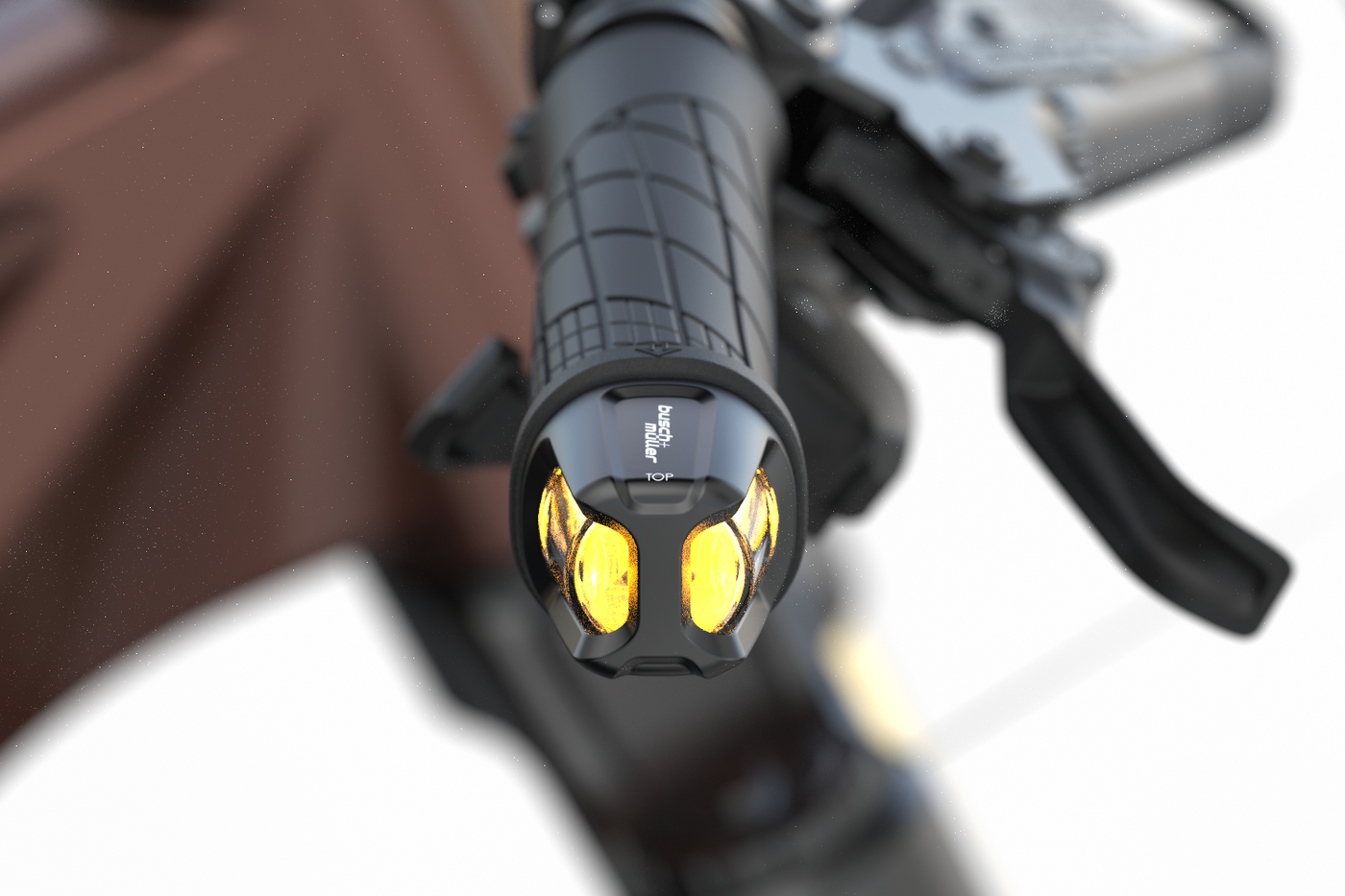 Ein Fahrradblinker von der Seite gesehen. 